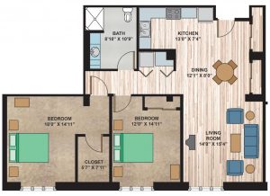 Independent Living Two-Bedroom Floor Plan
