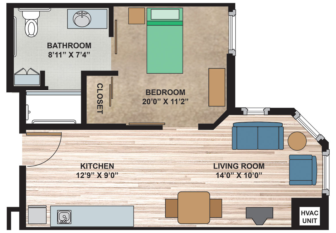 McGregor Assisted Living floor plan 1-Bedroom