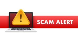 Banner-with-red-scam-alert-attention-sign-cyber-security-icon-caution ...