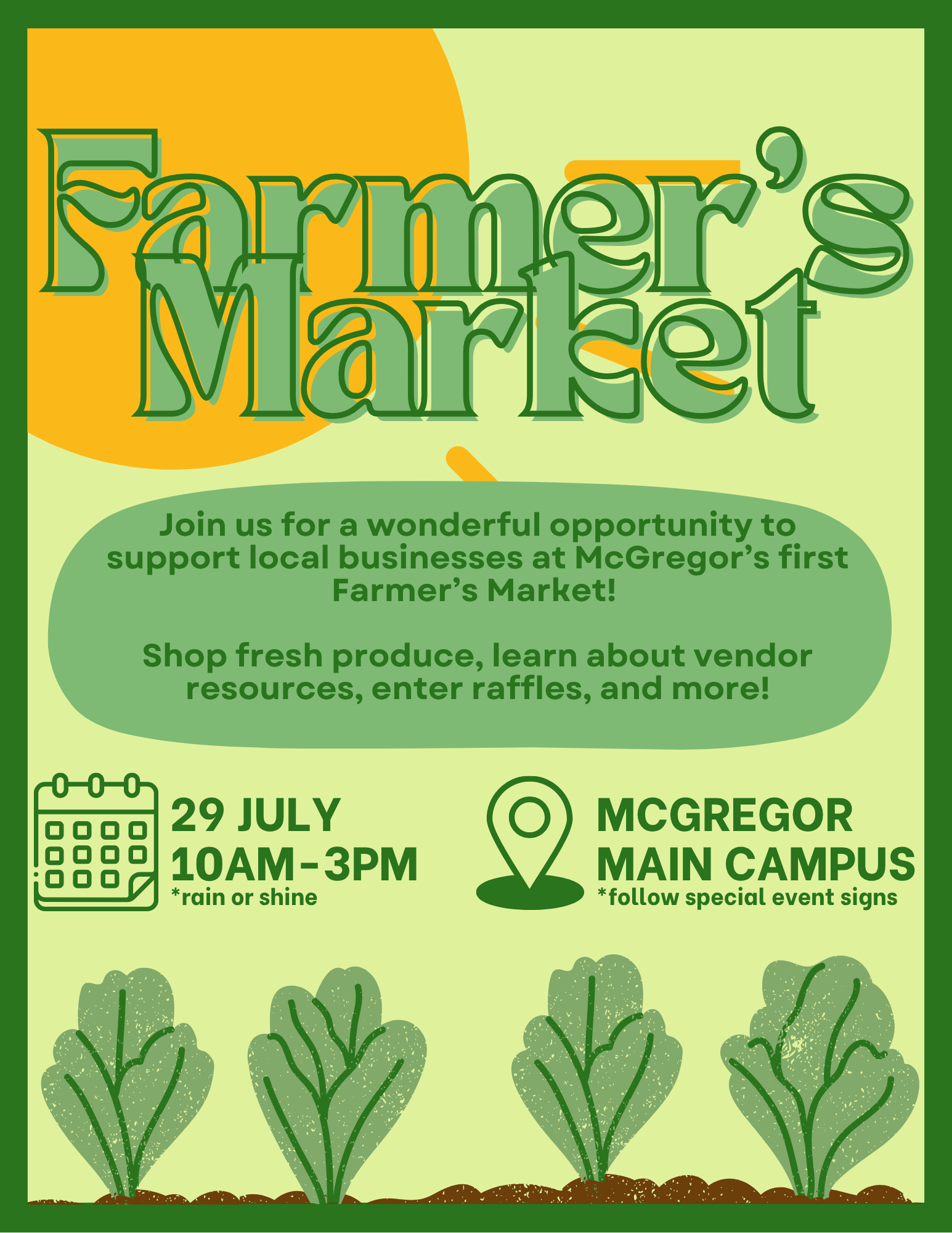Fresh produce and local vendors at McGregor Farmers Market, showcasing community spirit and healthy choices.